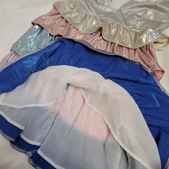 NEW Storia metallic tiered pastel‎ eras tour strappy mini dress M - Picture 7 of 10